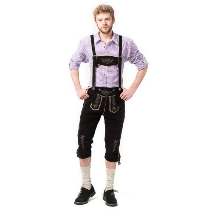 Tyroler Lederhosen Bukser Peter Lang - Sort Feststil!