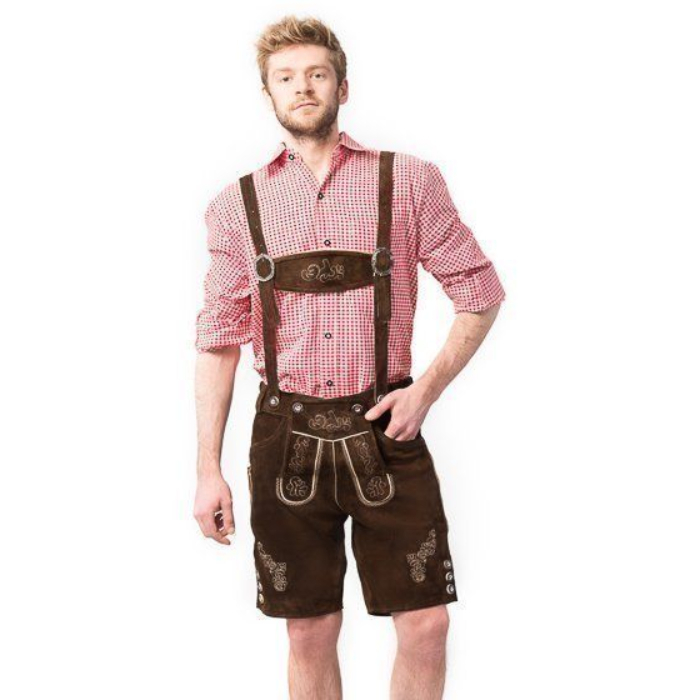 Tyroler Lederhosen Bukser Ralf Kort Mørkebrun
