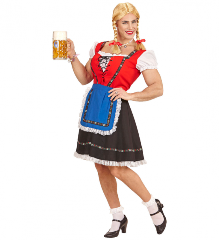 Tyrolerkjole til mænd - Rød, brun og blå festkostume!
