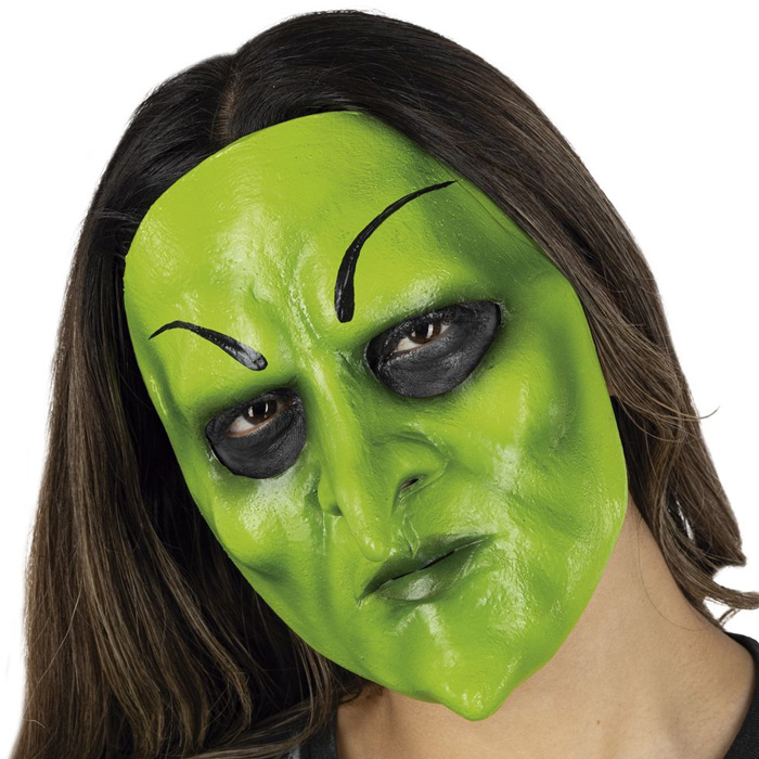 Skræmmende Grøn Heksemaske til Halloween Festen