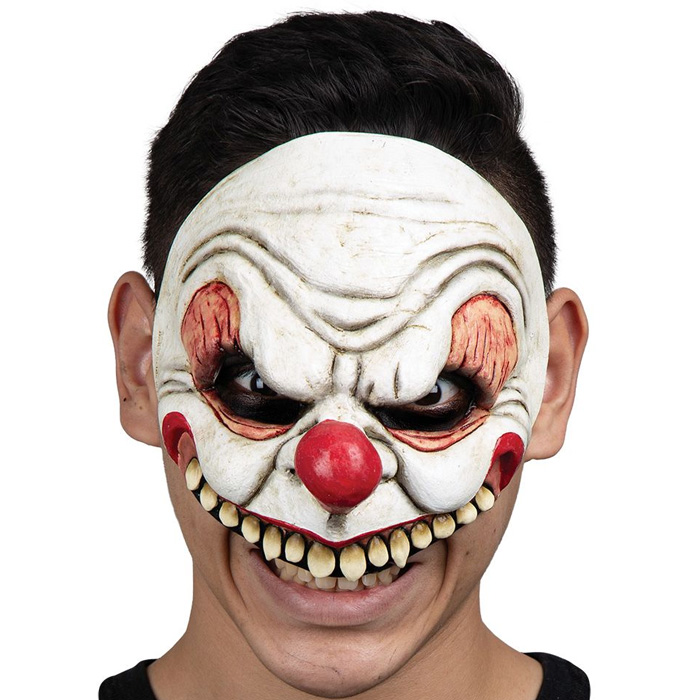 Uhyggelig Halv Klovne Maske til Halloween Fest