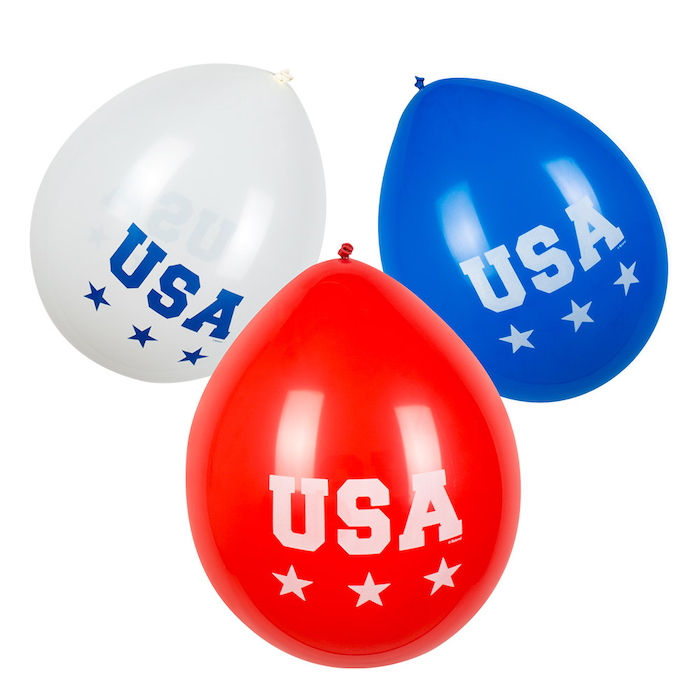 USA Balloner i Rød, Hvid og Blå - 6 stk. til Fest!