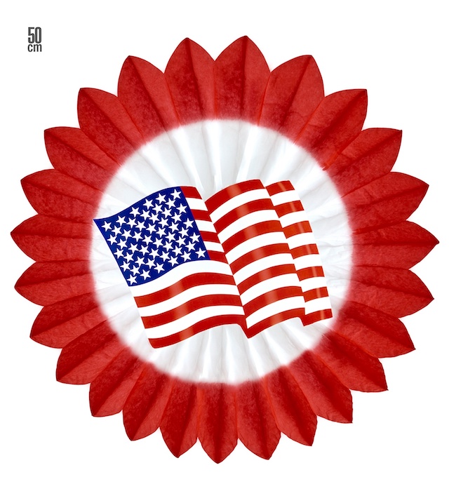USA Rød Rosette 50 cm til Temafest - Skab den Rette Stemning