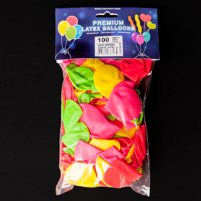 Multifarvede UV Balloner - 100 stk til fest!