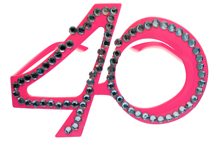 40 Års Fødselsdagsbriller Pink med Diamanter
