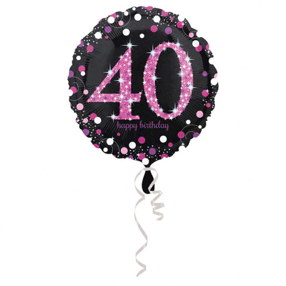 40 Års Fødselsdag Folieballon - Pink Holografisk Festdeko