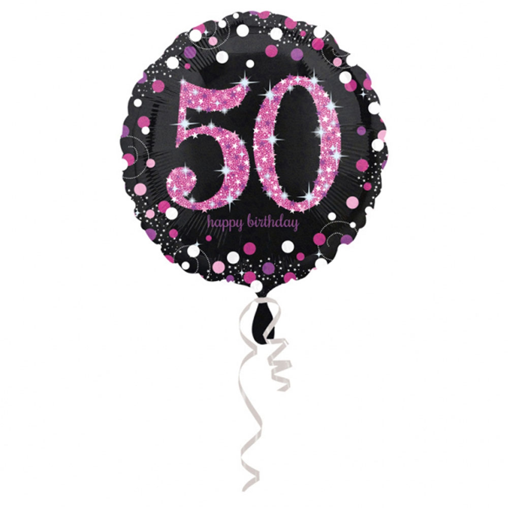 50-års Fødselsdag Folieballon - Pink Holografisk Festpynt