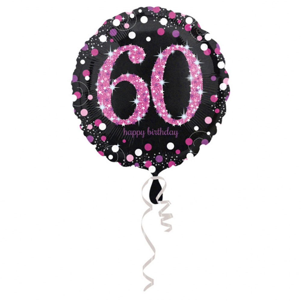 60 års Fødselsdag Folieballon – Pink Holografisk Festpynt
