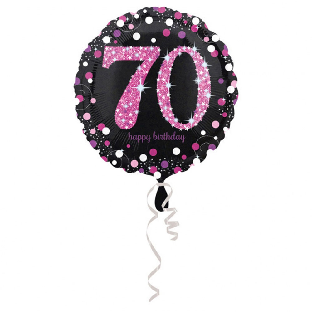 70-års Fødselsdag Folieballon – Pink Holografisk Festpynt