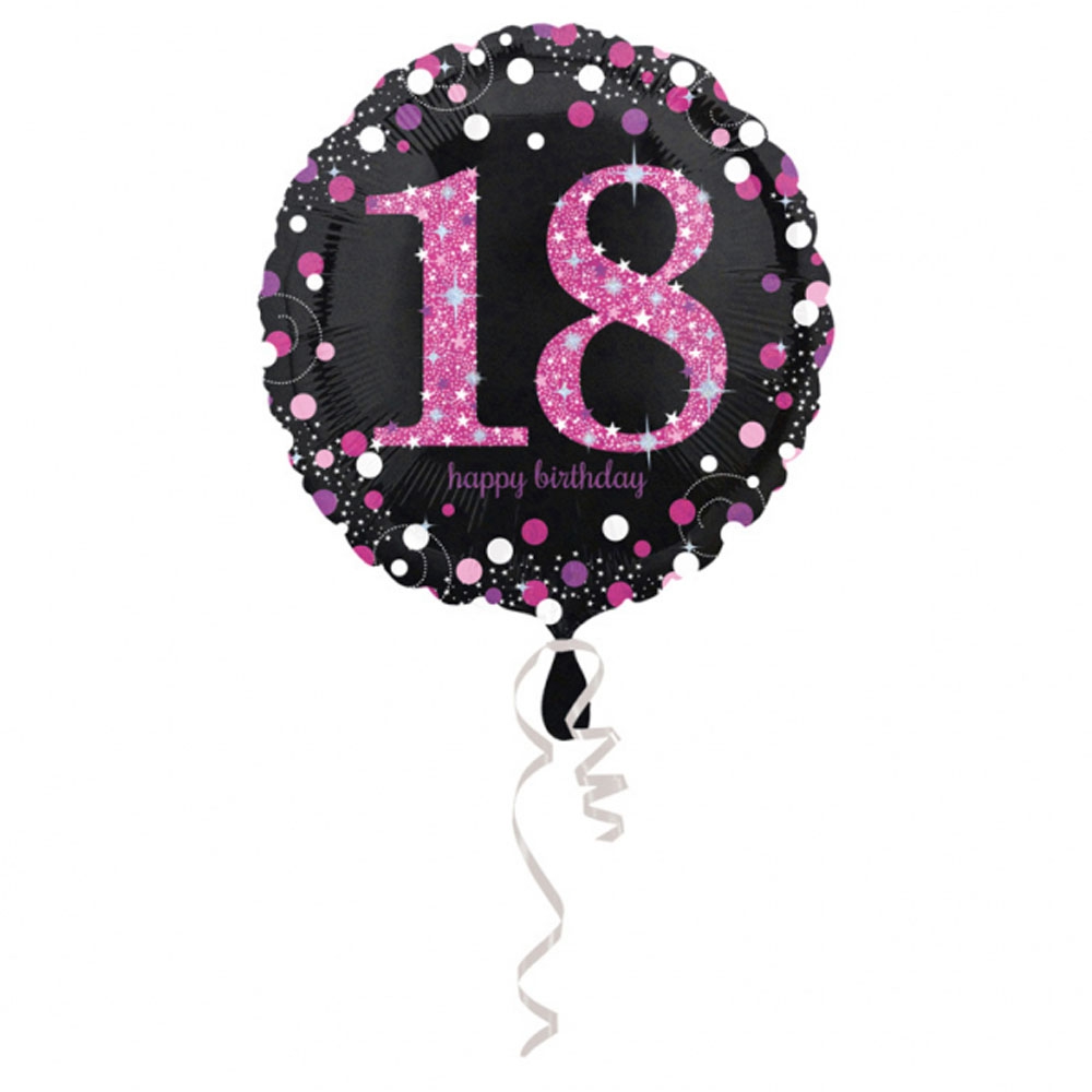18 Års Fødselsdag Folieballon – Pink Holografisk Deko