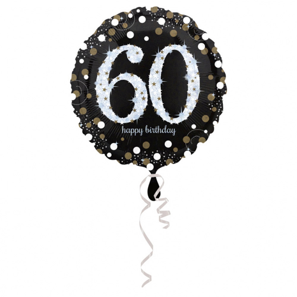 60-års Fødselsdagsballon med Sølv Glitter til Festen