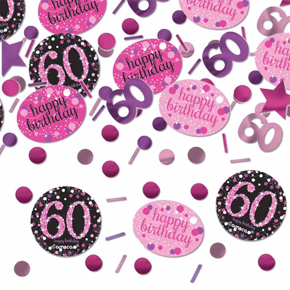 60 års Fødselsdag Konfetti – Pink Festpynt til Bordet