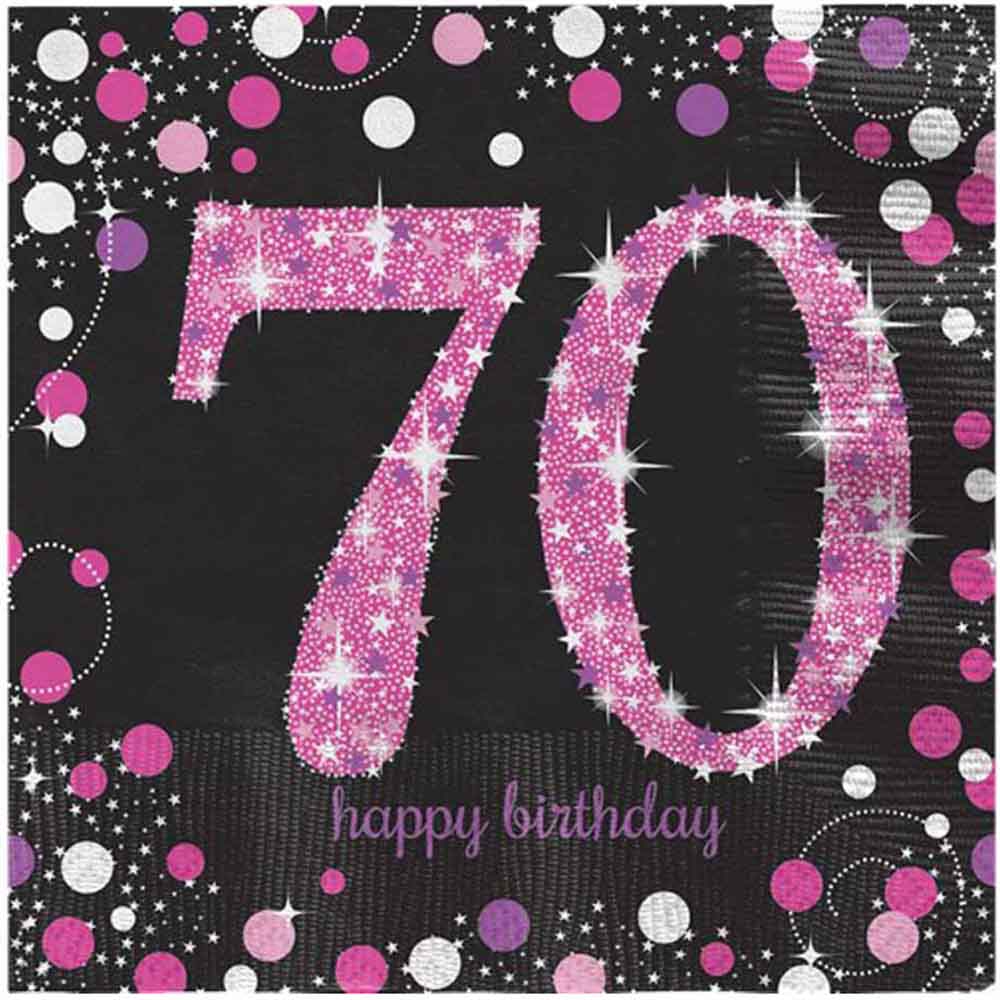 70-års Fødselsdag Servietter – 16 Pink til Festen