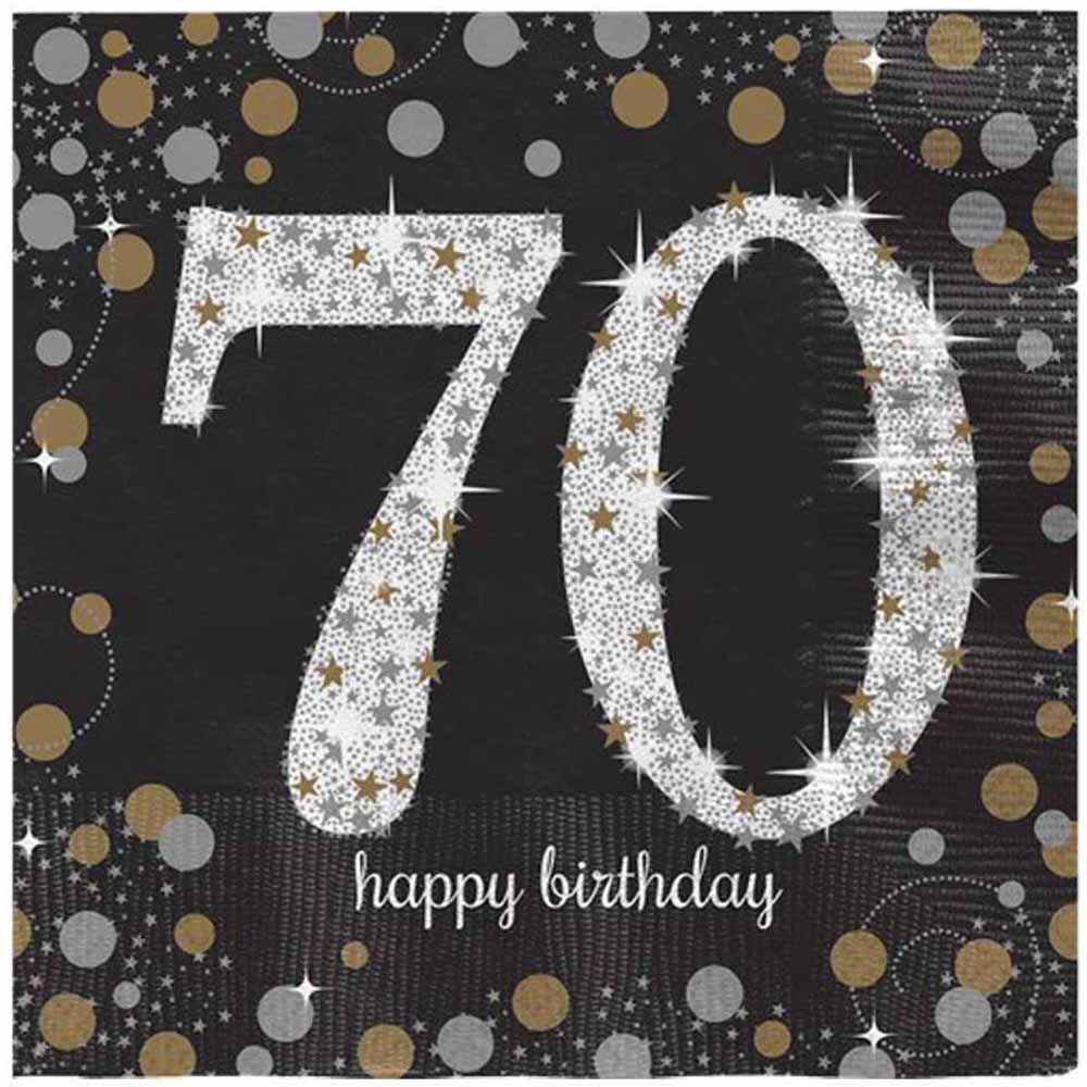 70-års Fødselsdag Servietter i Sølv – 16 Stk til Festen