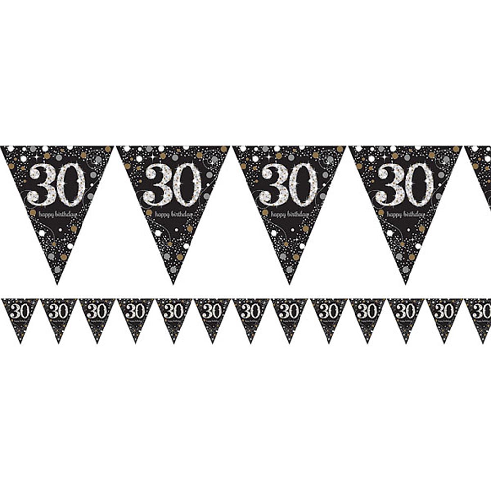 Holografisk Sølv Banner til 30 Års Fødselsdag - 4 Meter