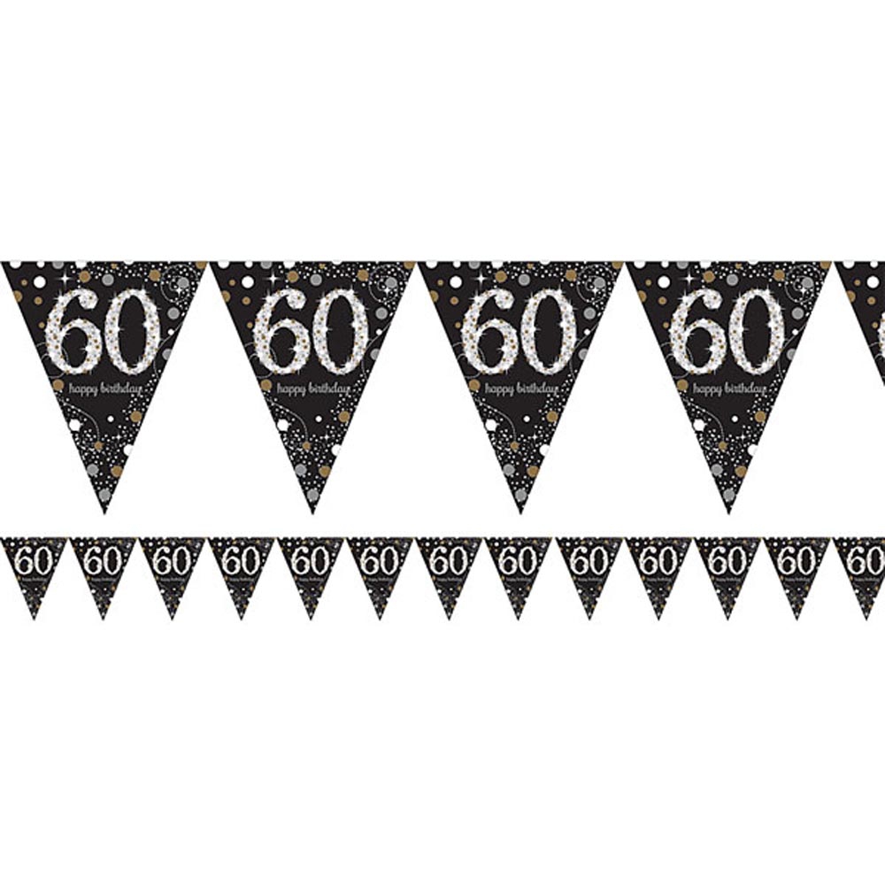 Sølv Holografisk Banner til 60-års Fødselsdag – Festlig Dekoration