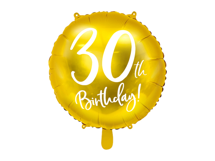 30 års Fødselsdagsballon Guld 45