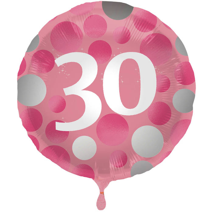 30 Års Pink Folie Ballon - Perfekt til Fødselsdag