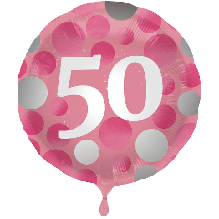 50 års Pink Folie Ballon - Ideel til Fødselsdagsfesten