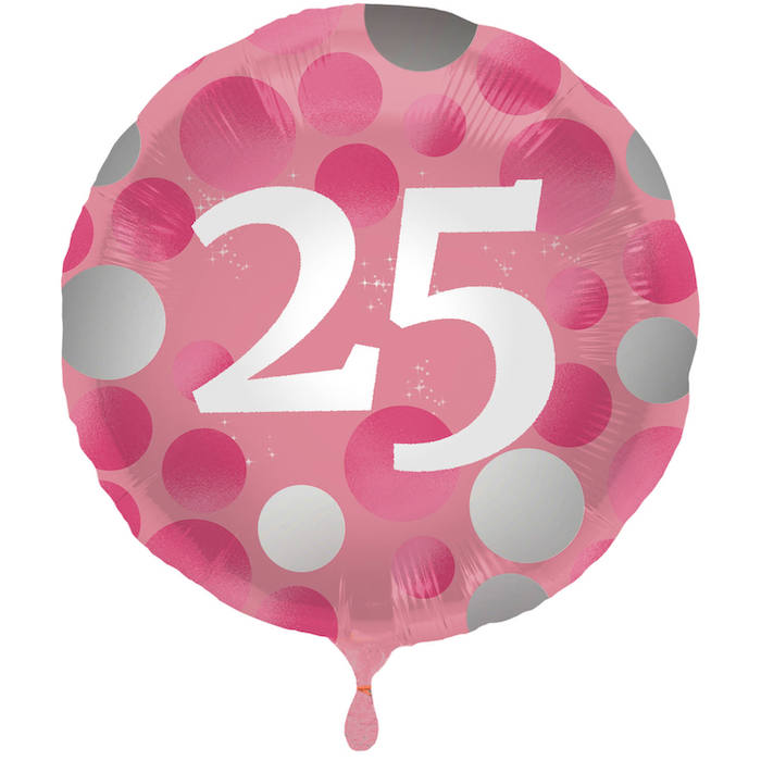25 Års Pink Folie Ballon - Perfekt til Fødselsdag