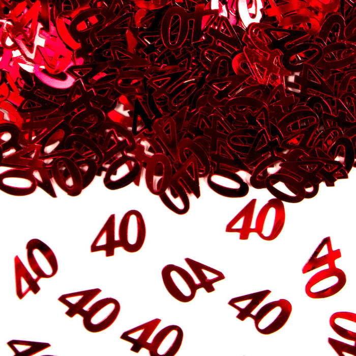 40 Års Metallic Rød Konfetti - 14g til Festlig Fejring
