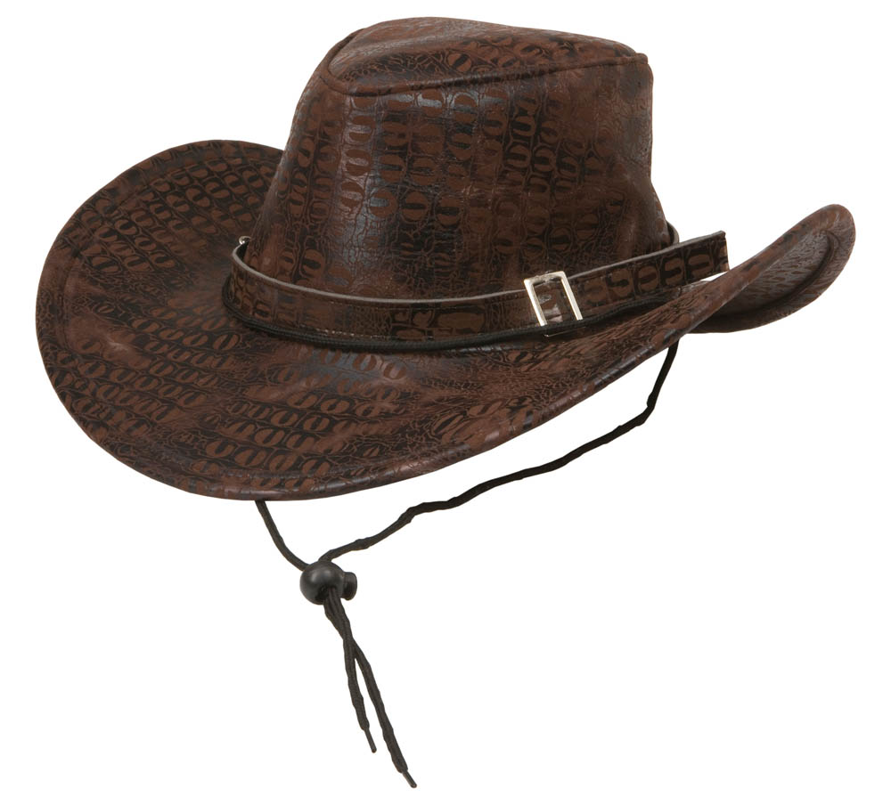 Brun Slangepræget Cowboyhat – Uundgåelig til Temafester!
