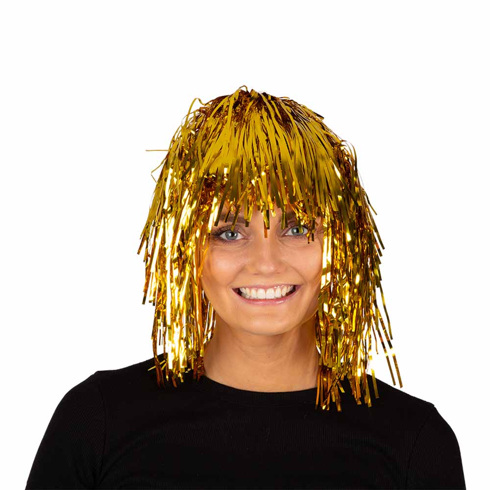 Guld Glitter Paryk – Strål til Fest og Karneval!