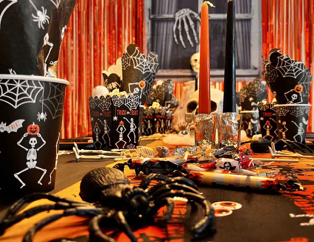 Halloween Festpakke Deluxe til 8 personer - Skelet Tema
