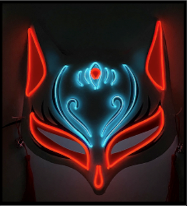 Japansk Kat Led Maske Som Lyser   Mørke