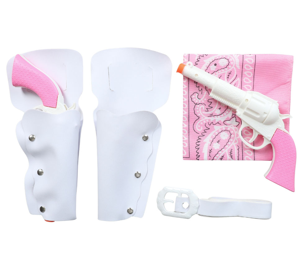 Lyserødt Cowboykit med Pistoler og Bandana til Fest