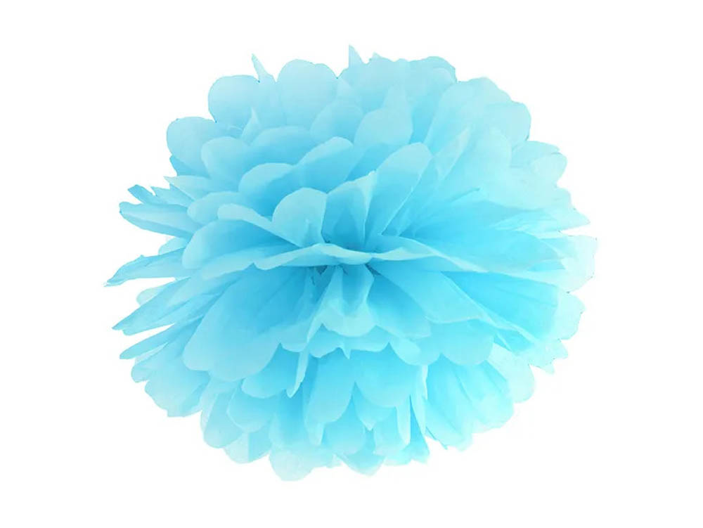 Lyseblå Pompom 25 cm – Festdekoration på Udsalg!