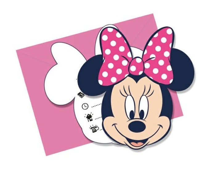 Minnie Mouse Fødselsdagsindbydelser – 6 stk. til fest!