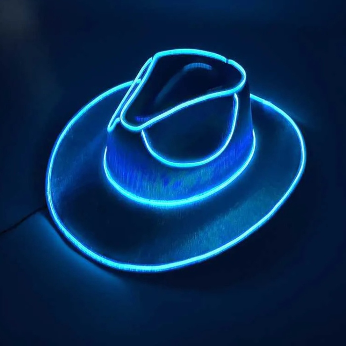 Sjov Cowboy Rave Hat Med Led Blå