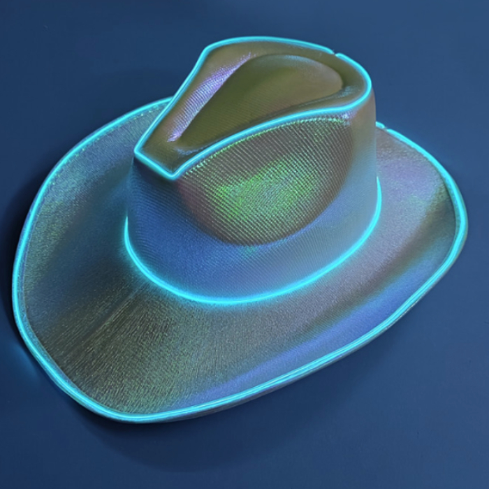 Sjov Cowboy Rave Hat Med Led Gul