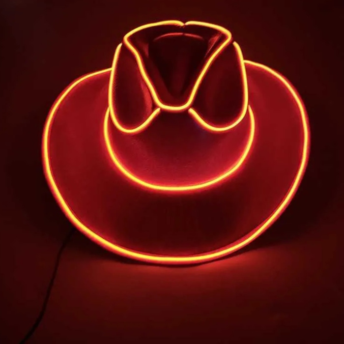 Sjov Cowboy Rave Hat Med Led Orange