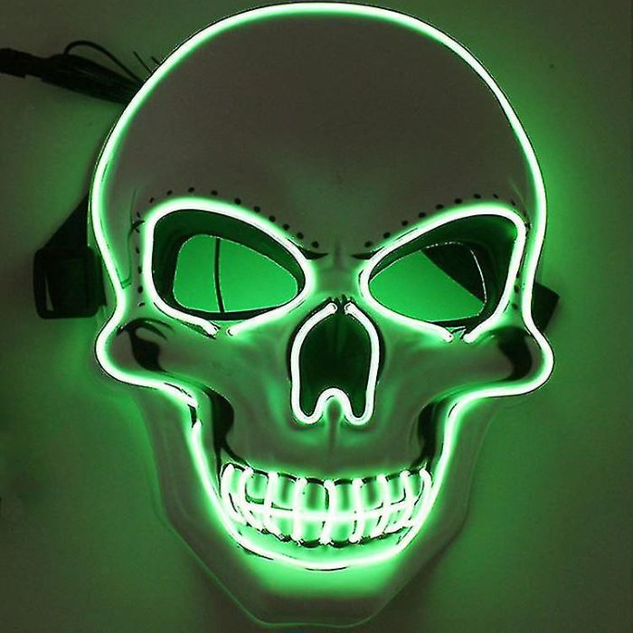 Uhyggelig Halloween Led Maske Grønt Kranie