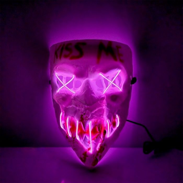 Uhyggelig Halloween Led Maske Maske Med Rød Skrift