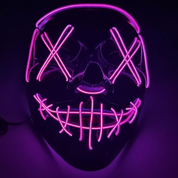 Uhyggelig Halloween Led Maske Pink Dødningehoved Med Kryds