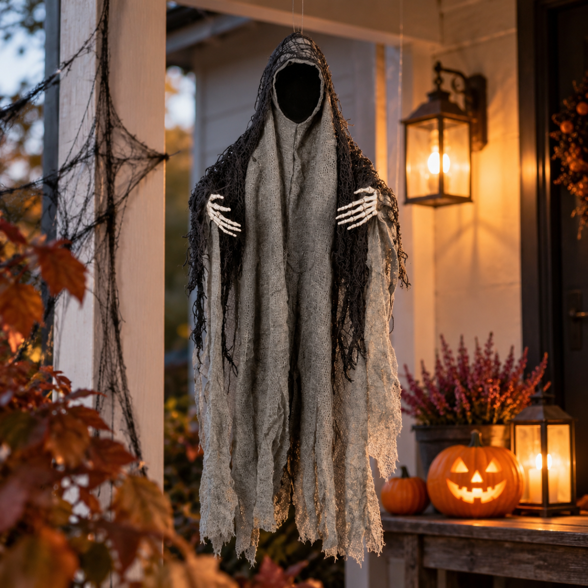 Ansigtsløs Halloween Spøgelse Sort 46