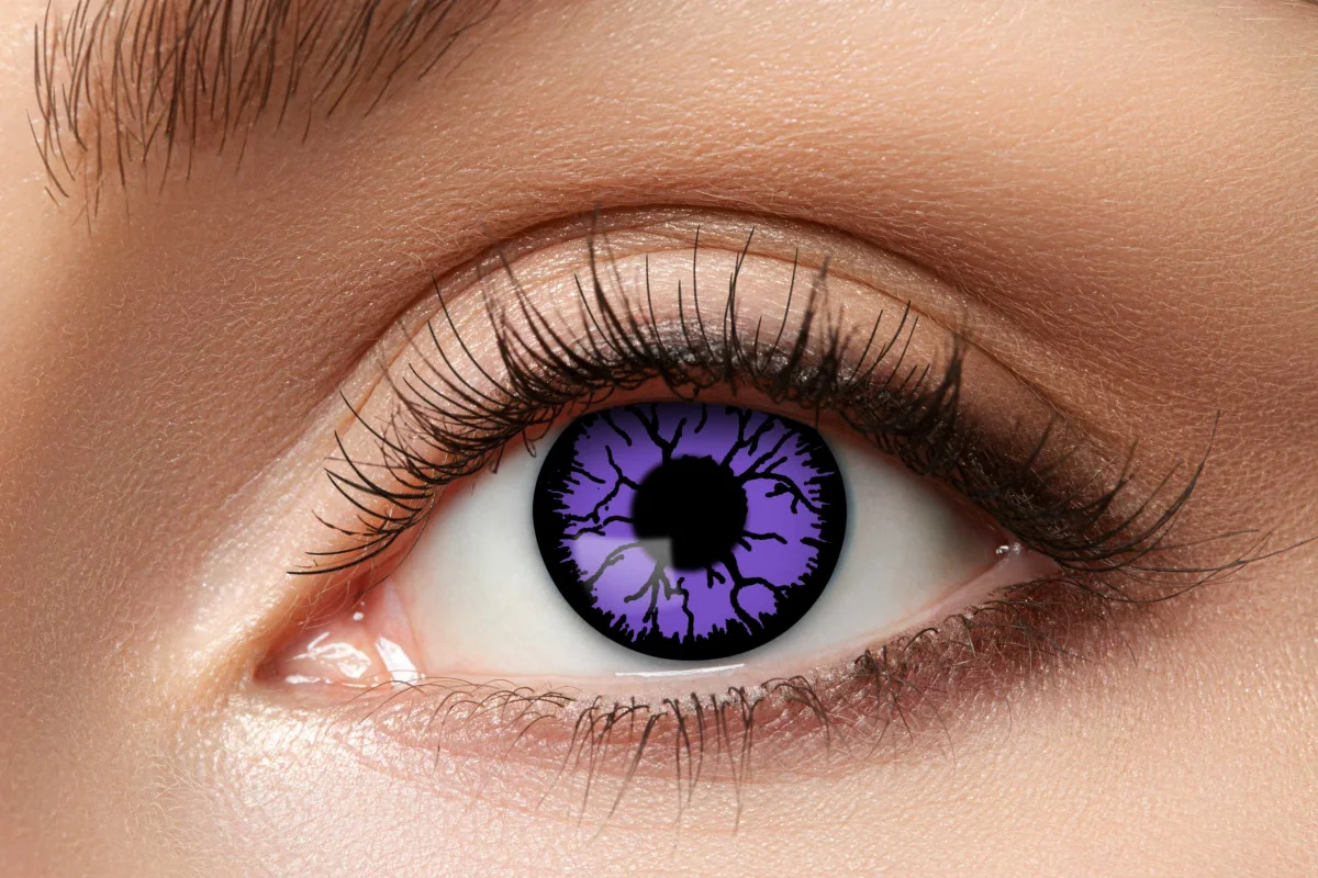 Farvede Kontaktlinser - Purple Monster Tilbud til Fest!