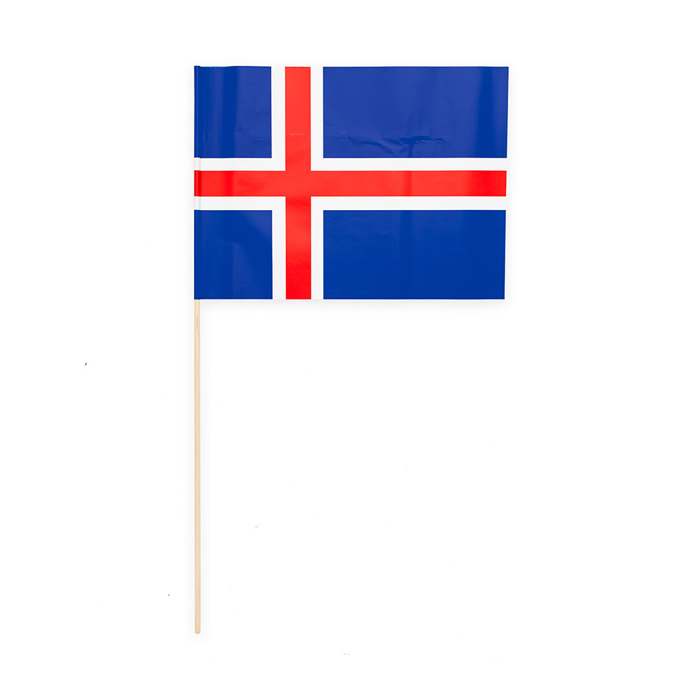 Islandske papirflag på pind - 10 stk til festlige lejligheder