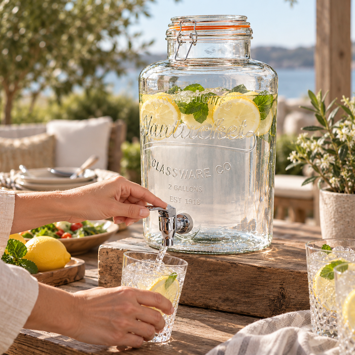 Glas Dispenser Med Metal Hane   Liter Deluxe