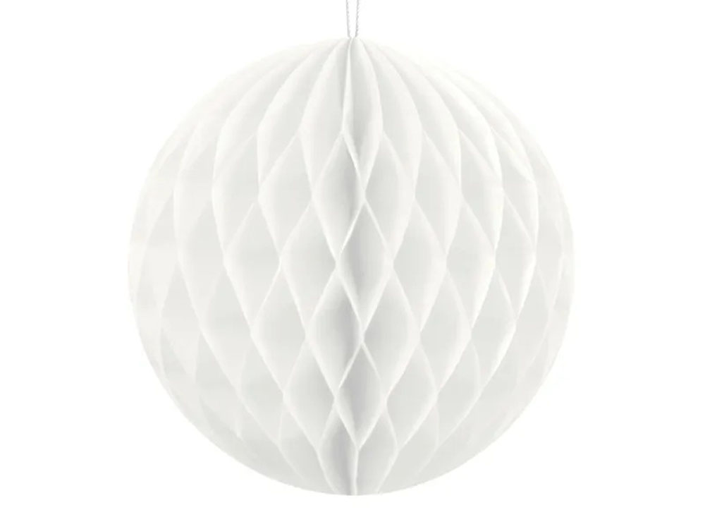 Hvid Honeycomb Dekorationskugle 20 cm – Festlig Stemning!