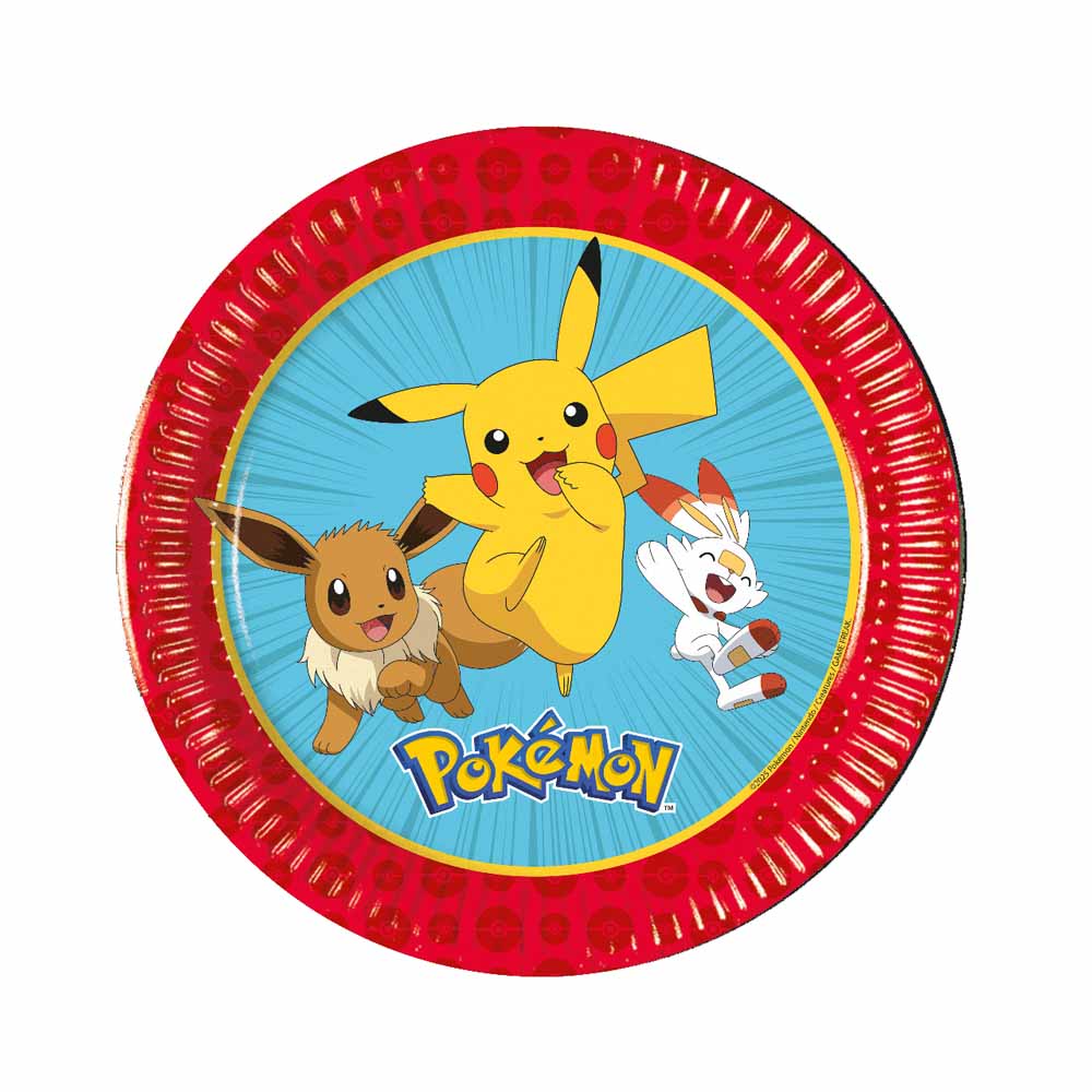 Farverige Pokémon Kagetallerkner – 8 stk. til Festen